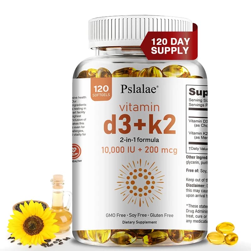 Vitamin D3 10000 IU with K2 200 Mcg | 2 in 1 support immune health, heart, articulation, teeth and bones