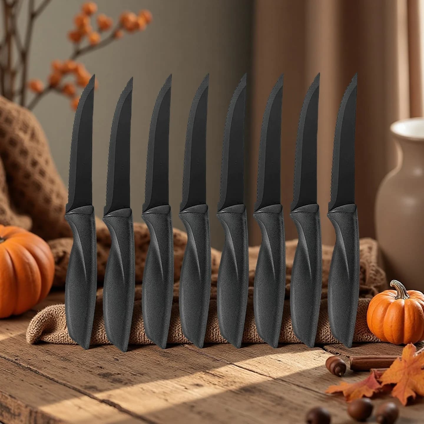 Sharp Serrated Blades, Stainless Steel Steak Knives, Kitchen Knife, Plastic Handles, Kitchenware, Fruit, Restaurant Knife