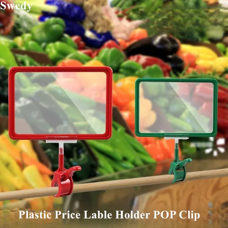 5 Pezzi A4 210x297mm Supporto per Cartello in Plastica Regolabile Cornice per Poster Rotante Etichetta per Prezzo del Supermercato Etichetta per Carta POP Clip