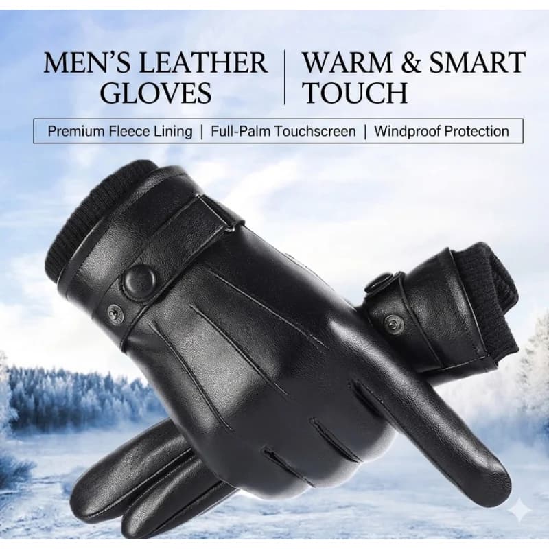Guanti Invernali Impermeabili in Pelle per Moto da Uomo con Fodera in Pile e Funzione Touchscreen