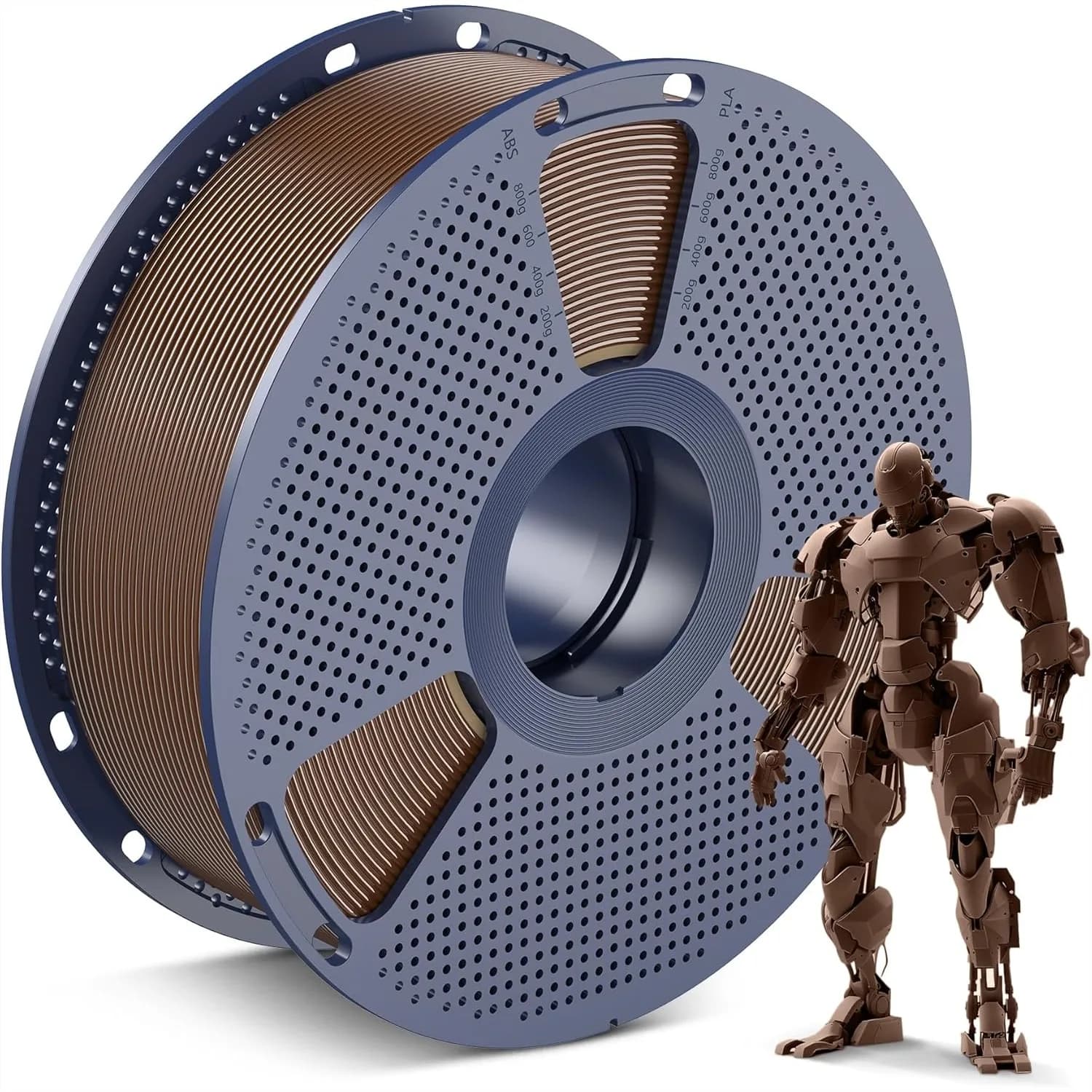 Filamento PLA per Stampante 3D 1.75mm, Precisione Dimensionale +/- 0.02 mm, Avvolgimento Ordinato, Compatibile con la Maggior Parte delle Stampanti FDM, Bobina da 1kg Marrone