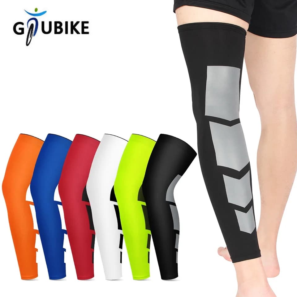 GTUBIKE 1PC Manicotti a compressione per gambe, manica per gamba intera Ginocchiera lunga Supporto per ginocchio Proteggi basket Calcio Pallavolo Ciclismo