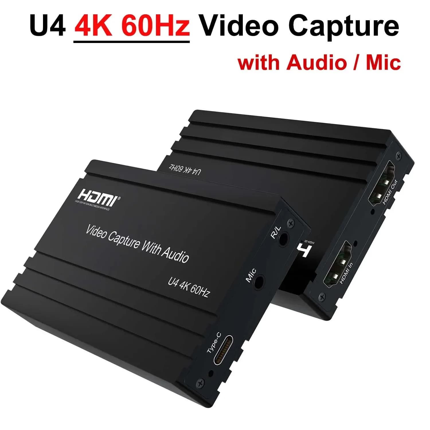 Scheda di acquisizione video 4Kp60 Registratore video da HDMI a USB 3.2 per videocamera DVD per giochi PS4 Streaming live con microfono audio