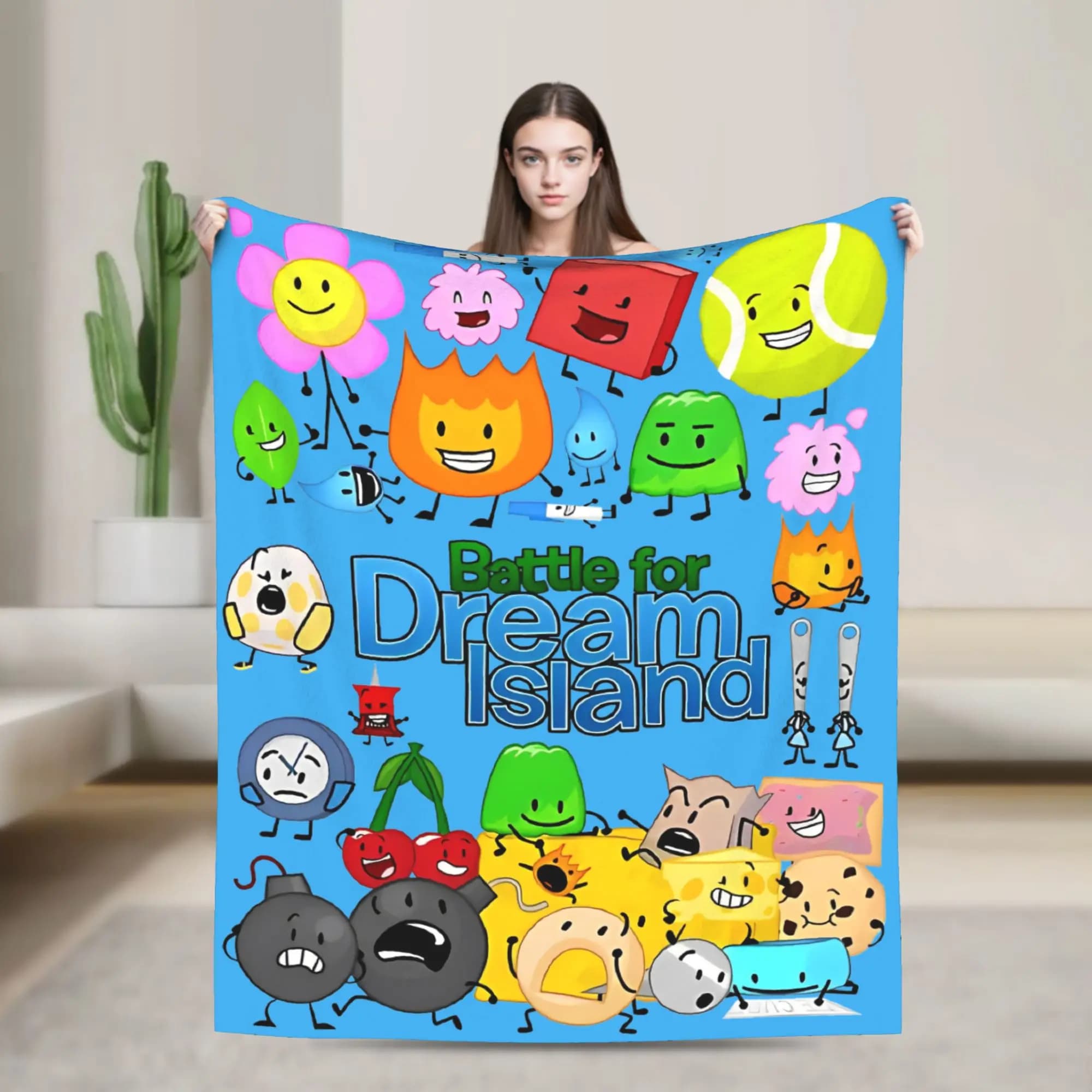 BFDI Inanimate Insanity Cartoon Blanket Battle for Dream Island Flannel Awesome Warm Throw Blanket for Home Summer