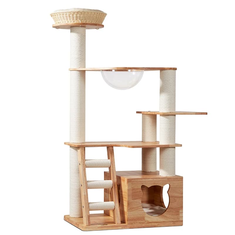 Modern Luxury XXL Wooden Cat Tree & Scratcher Towering Climbing Frame for Large Cats for Indoor & Outdoor Use