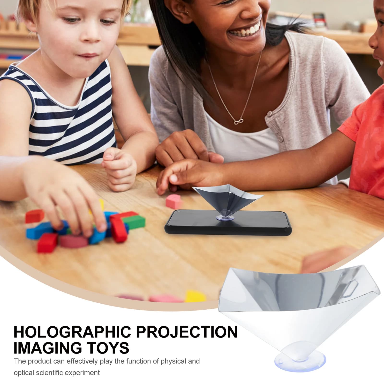 4 pezzi proiettore olografico 3D mini strumento di visualizzazione smartphone kit di esperimenti ottici portatili per l'apprendimento delle scienze dei bambini