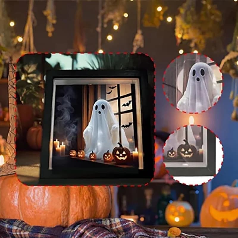 【Regalo】Painting Luce notturna Fantasma spettrale che smerola dalla finestra Lampada notturna per la decorazione domestica di Halloween Aggiunta di un bagliore morbido ed elegante