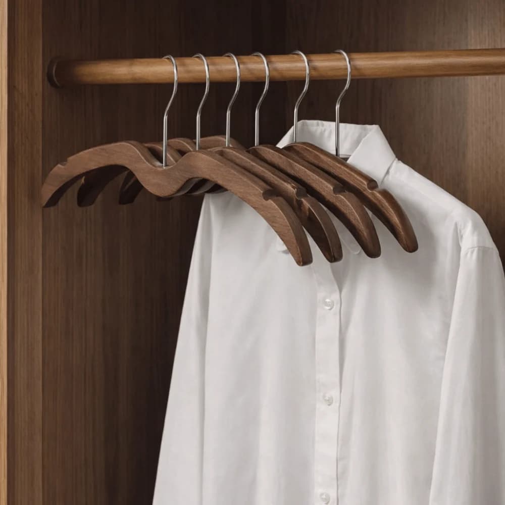 2pcs Shoulder Protecting Wood Short Neck Hanger Space Saving Heavy-Duty Clothes Drying Rack Anti-slip Clothes Hanger for Home