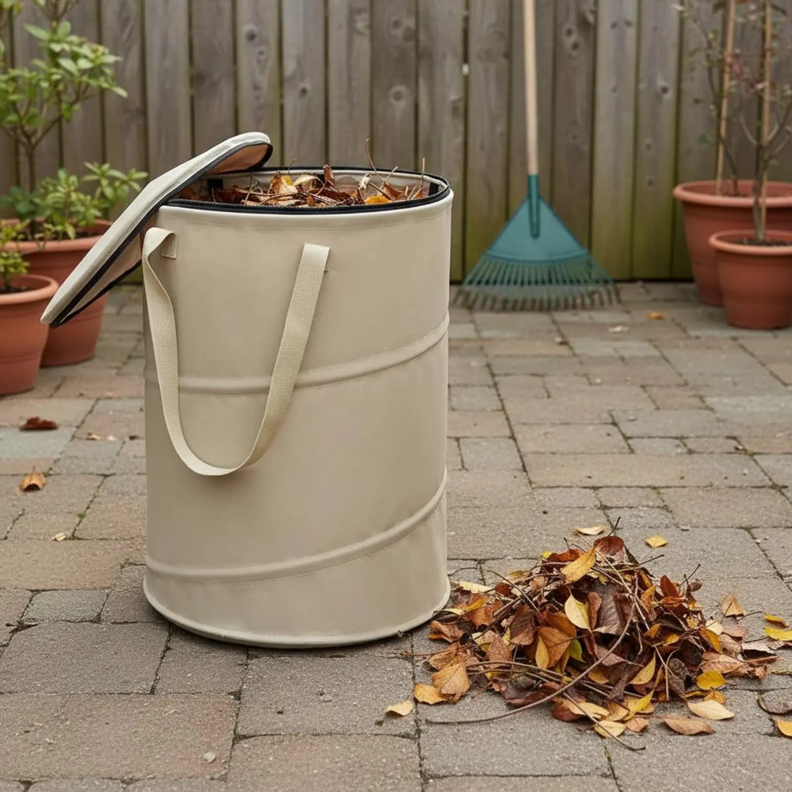 Foldable Garbage Bin With Lid Folding Trash Can Portable Camp Trash Can Thickened Oxford Cloth Outdoor Utility Container