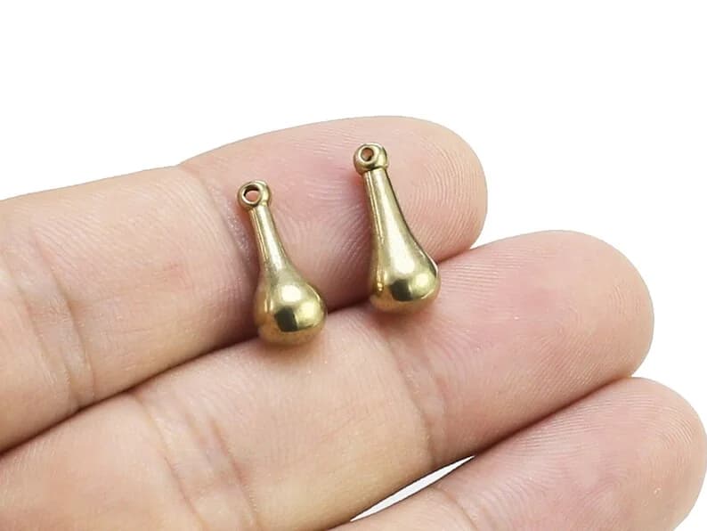 10 Pezzi Ciondoli a Goccia per Orecchini, Componenti in Ottone, Estensori per Catene, per Creazione Gioielli, 15.6x6.8mm -R2376