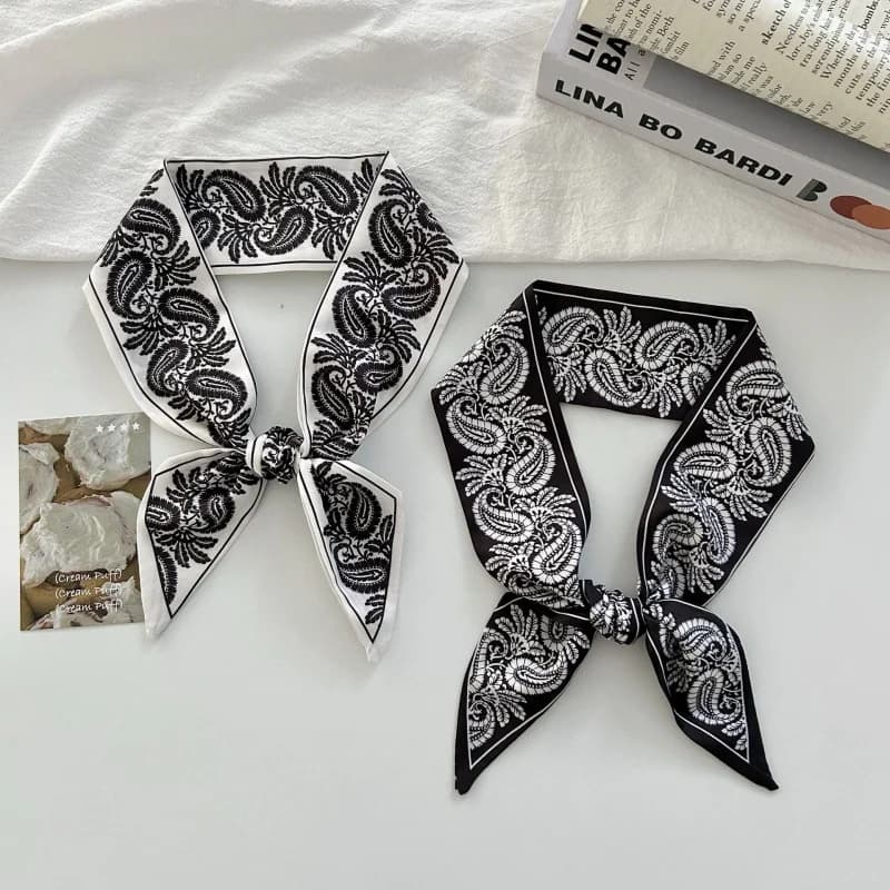 Sciarpa Sottile in Raso con Stampa Paisley, Foulard alla Moda Multiuso, Sciarpa per Capelli, Decorazione per Manici di Borse, Morbida Sciarpa da Collo per Ufficio, Uso Quotidiano, Regalo