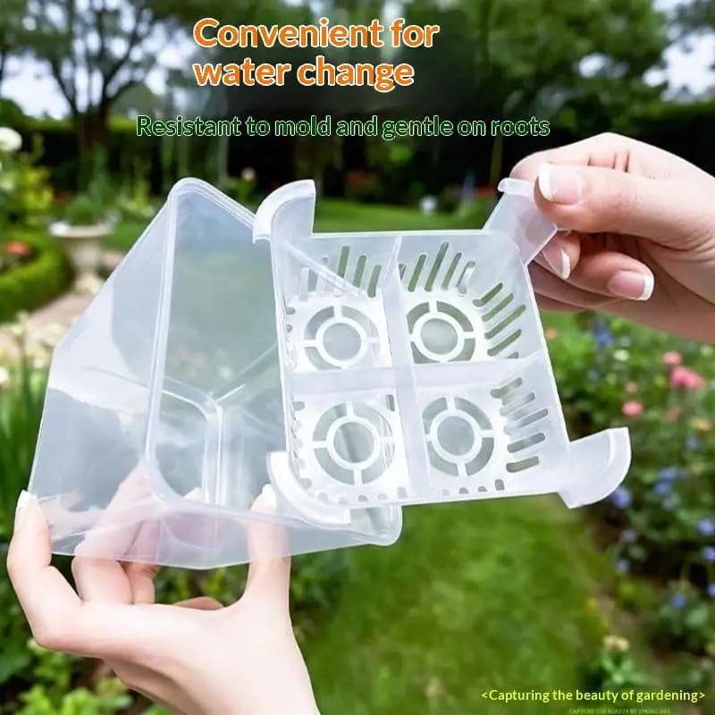 Hydroponic Containers with Breathable Support Basket, Tulip Seed Hydroponic Vase, 4 Holes Earthless Flower Jar, Home Decoration