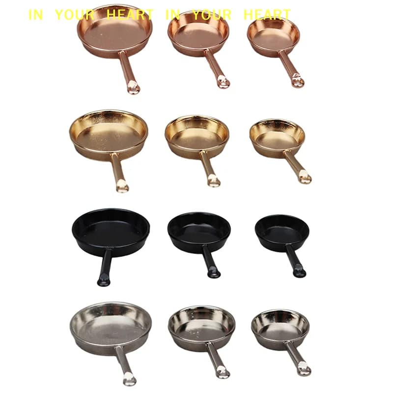 【X】1 Set 1:12 Miniatura per Casa delle Bambole: Padella, Casseruola, Utensili da Cucina in Metallo, Modellino Decorativo, Accessori per Casa delle Bambole