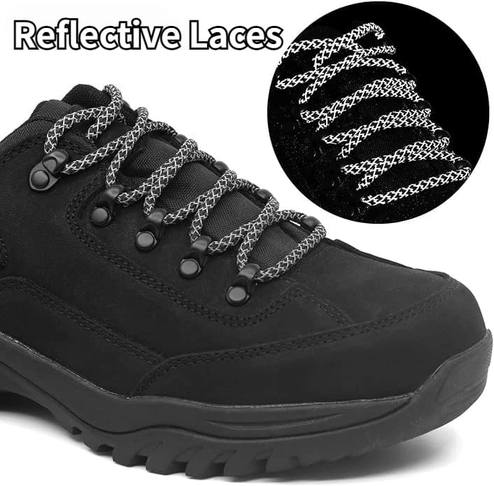 High Visibility Reflective Shoelaces, 3M Glow in Dark Safety Laces for Hiking Boots Sneaker 4mm Thick Round Shoe Accessories