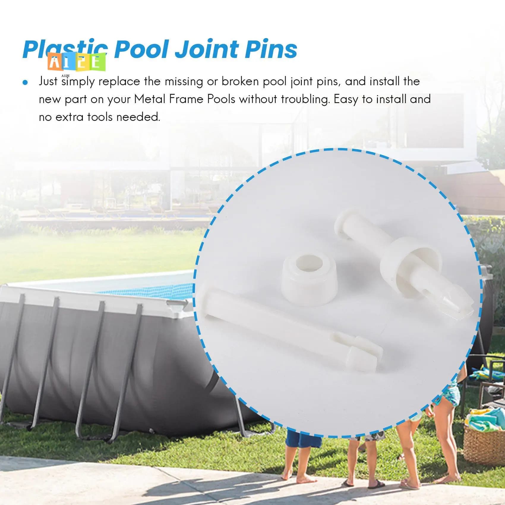 ABS pool joint pins A12E-20 pieces, 6 cm/2.36 inch stopper set for pool spare parts Intex 28270- 28273
