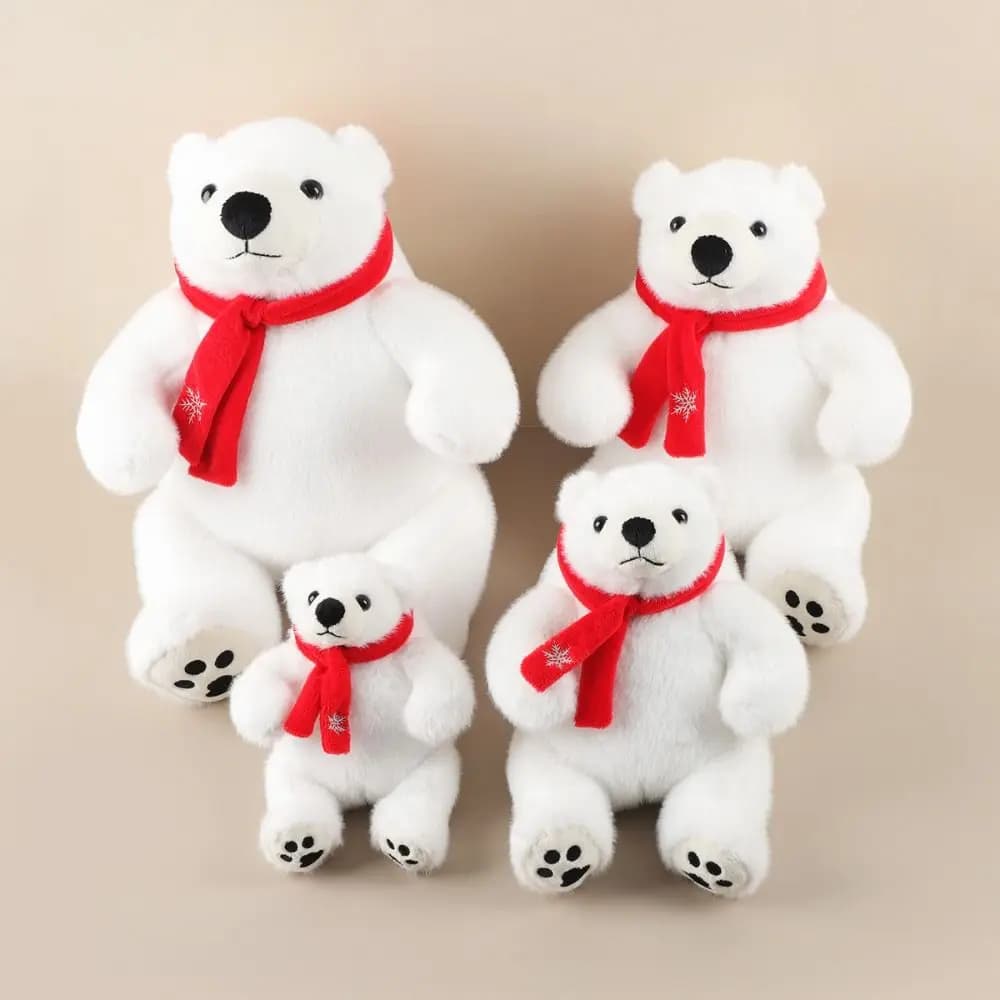 Orsacchiotto Polare Gigante Seduto con Sciarpa, Peluche Morbido e Soffice, Collezione di Animali di Peluche