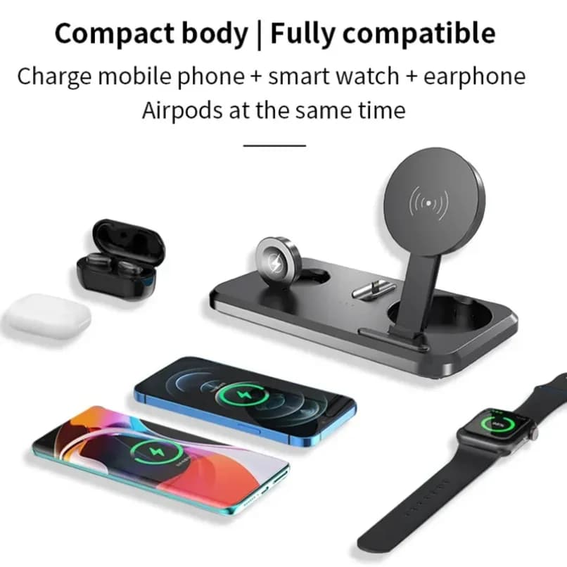 Flat 3 in 1 Wireless Charging Pad Fast Charger Station for Phone Watch Earbuds Smart Three Core Charging Dock Desktop Home Daily