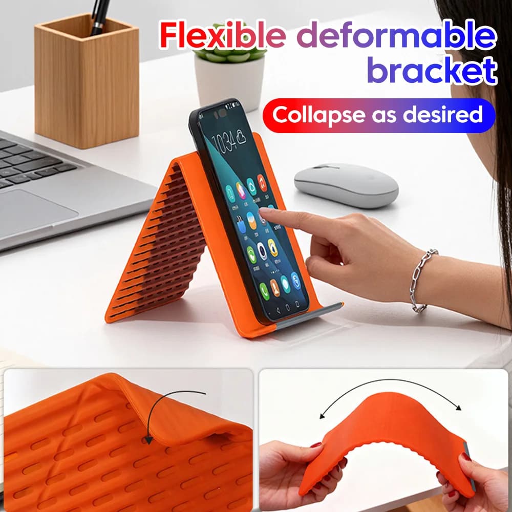Supporto Flessibile per Telefono, Stand Pieghevole in Silicone per Tablet e Laptop, Portatile e Regolabile, Universale per Viaggi e Ufficio