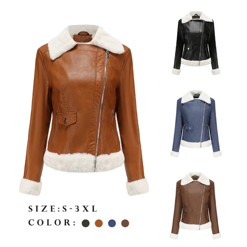 Autunno e inverno nuova giacca in pelle di velluto giacca da donna calda a maniche lunghe con risvolto abiti invernali donna Traf Bershka