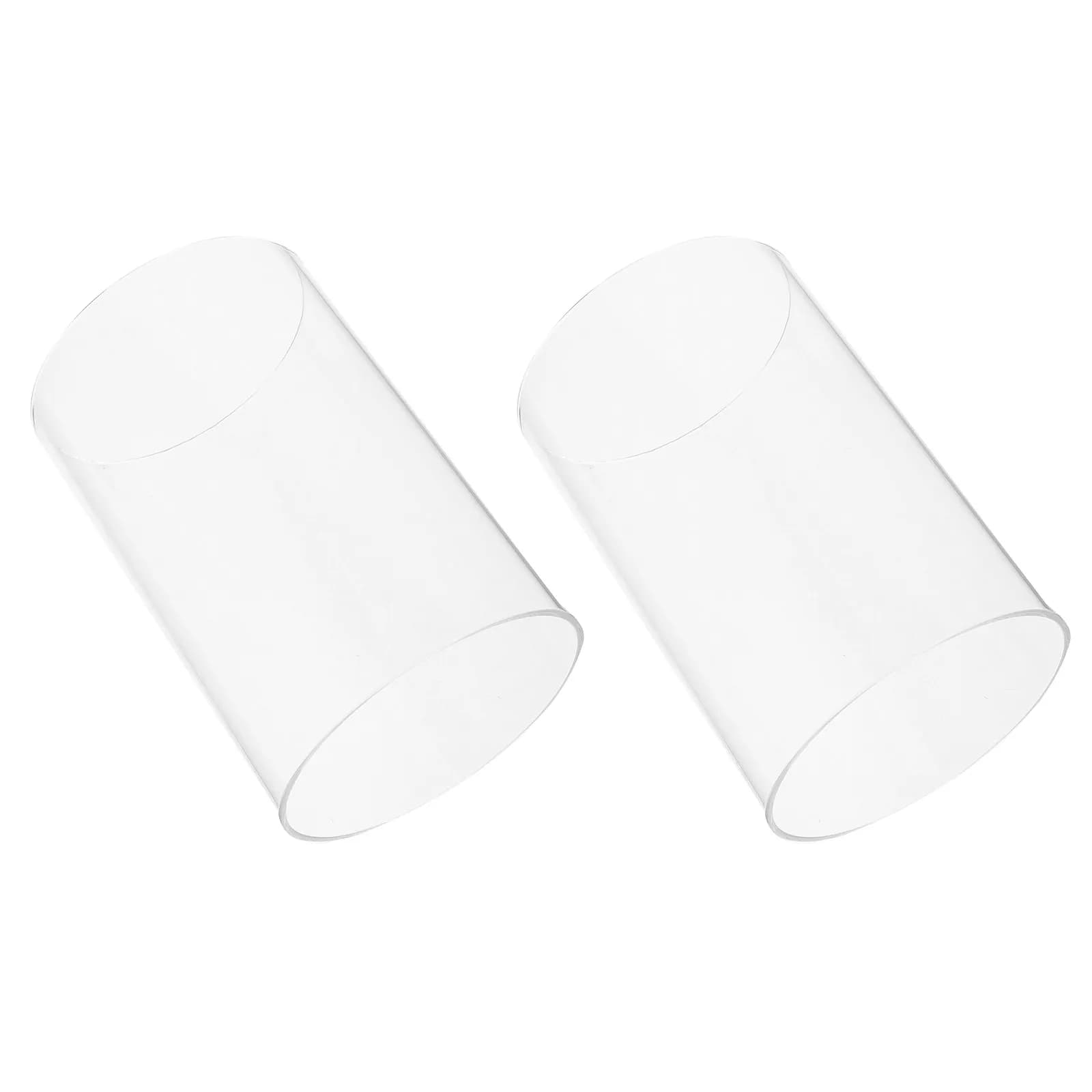 2 Pieces Transparent Glass Cylinder Covers Windproof, Transparent Shade for Column Candles, Home Decoration, Centerpiece