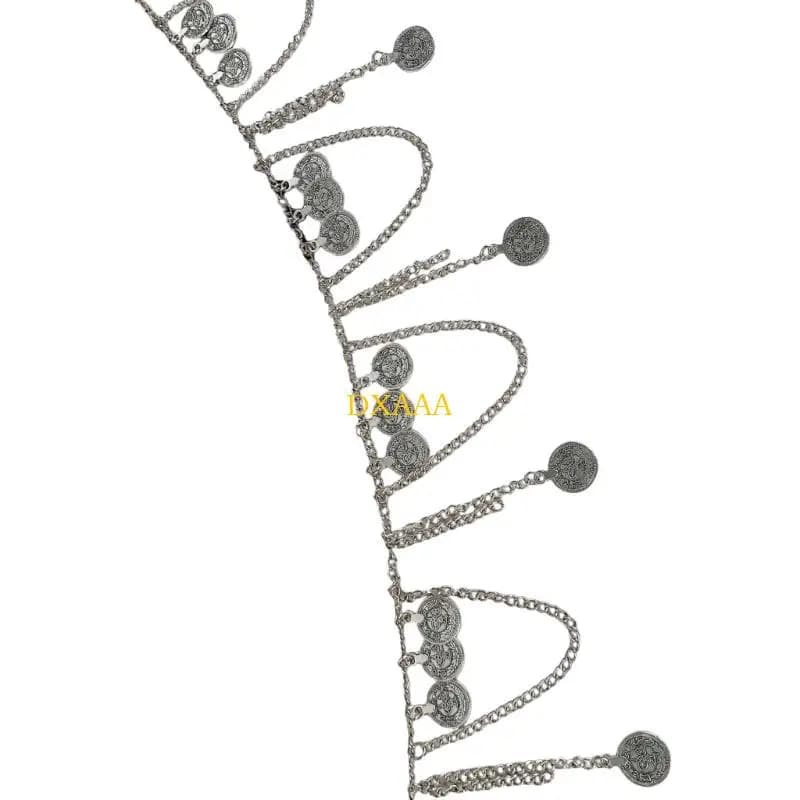 DXAA Cintura con nappe in metallo Accessorio per danza etnica Design regolabile Ornamento in
