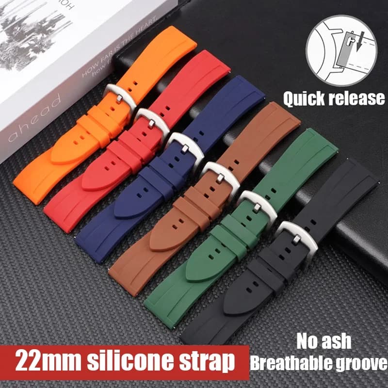 20mm 22mm 24mm Women's Silicone Sports Strap Waterproof Dip Rubber Strap for Seiko/Omega/Huawei Strap