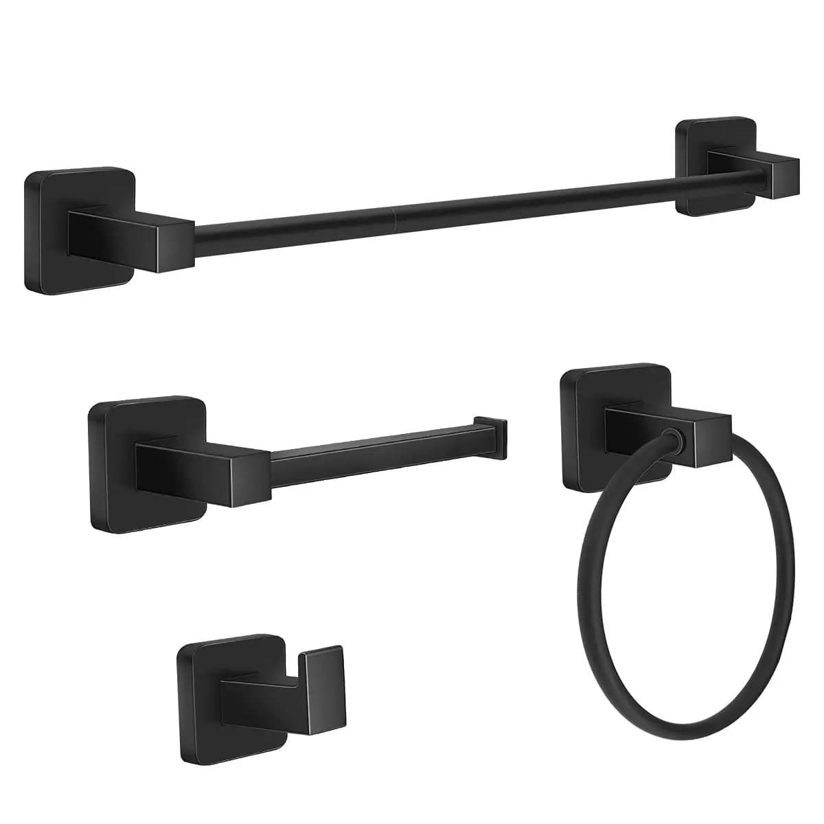 4 Piece Bathroom Hardware Set Stainless Steel Oil Rubbed Bronze Towel Bar Ring Hook Toilet Paper Holder