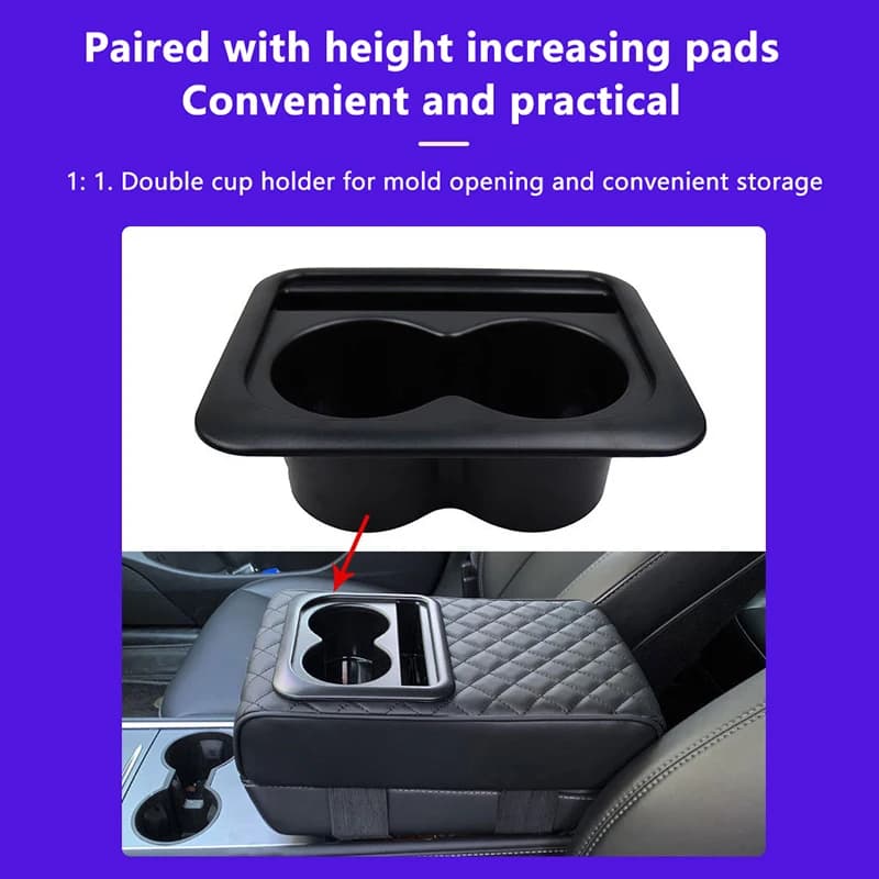 Portabicchieri per Auto con Cuscino per Bracciolo, Portabicchieri Universale con Vano Porta Cellulare, Accessori Interni per Auto