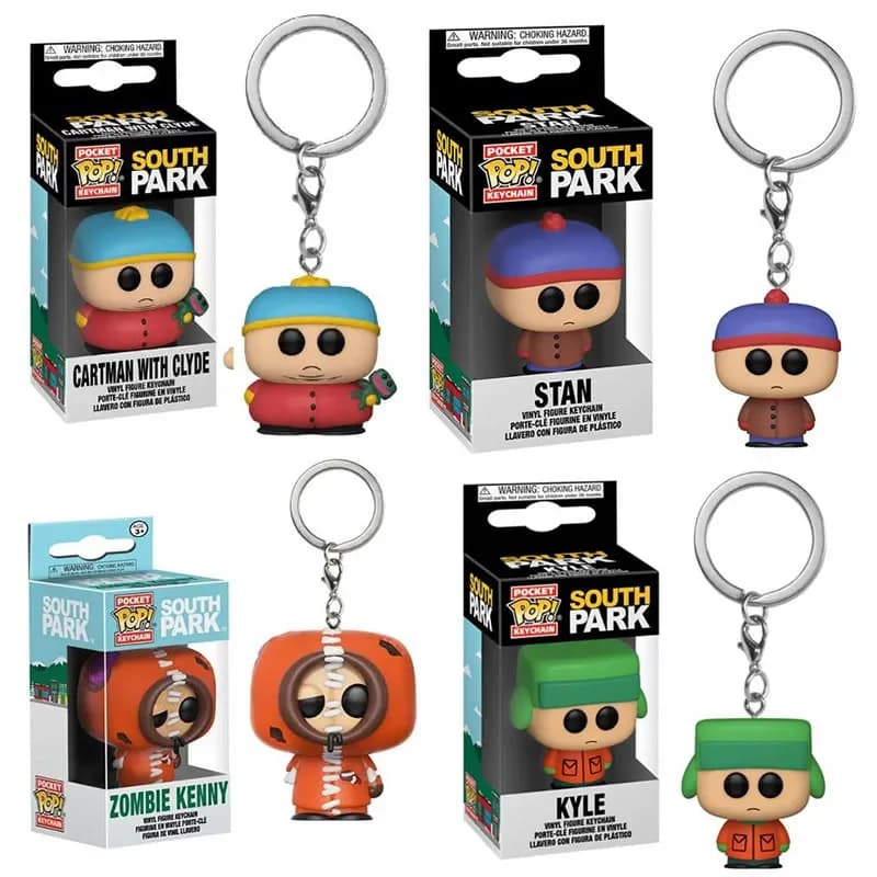 New Funko POP Pocket Keychain South Park Kyle Stan Zombie Kenny Cartman Movable Doll Model Toy Children's Birthday Gift