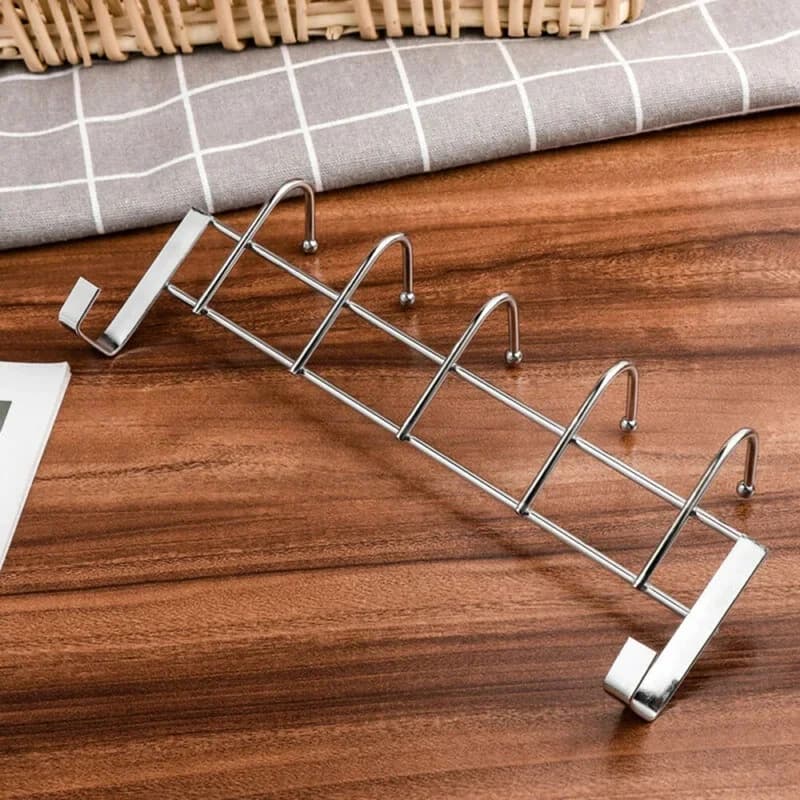 Bold Stainless Steel 5-hook Cabinet Door Back Hook 5 Hooks 25x10x2.39 cm Small Door Hooks Room Clothes Towel Storage Holder