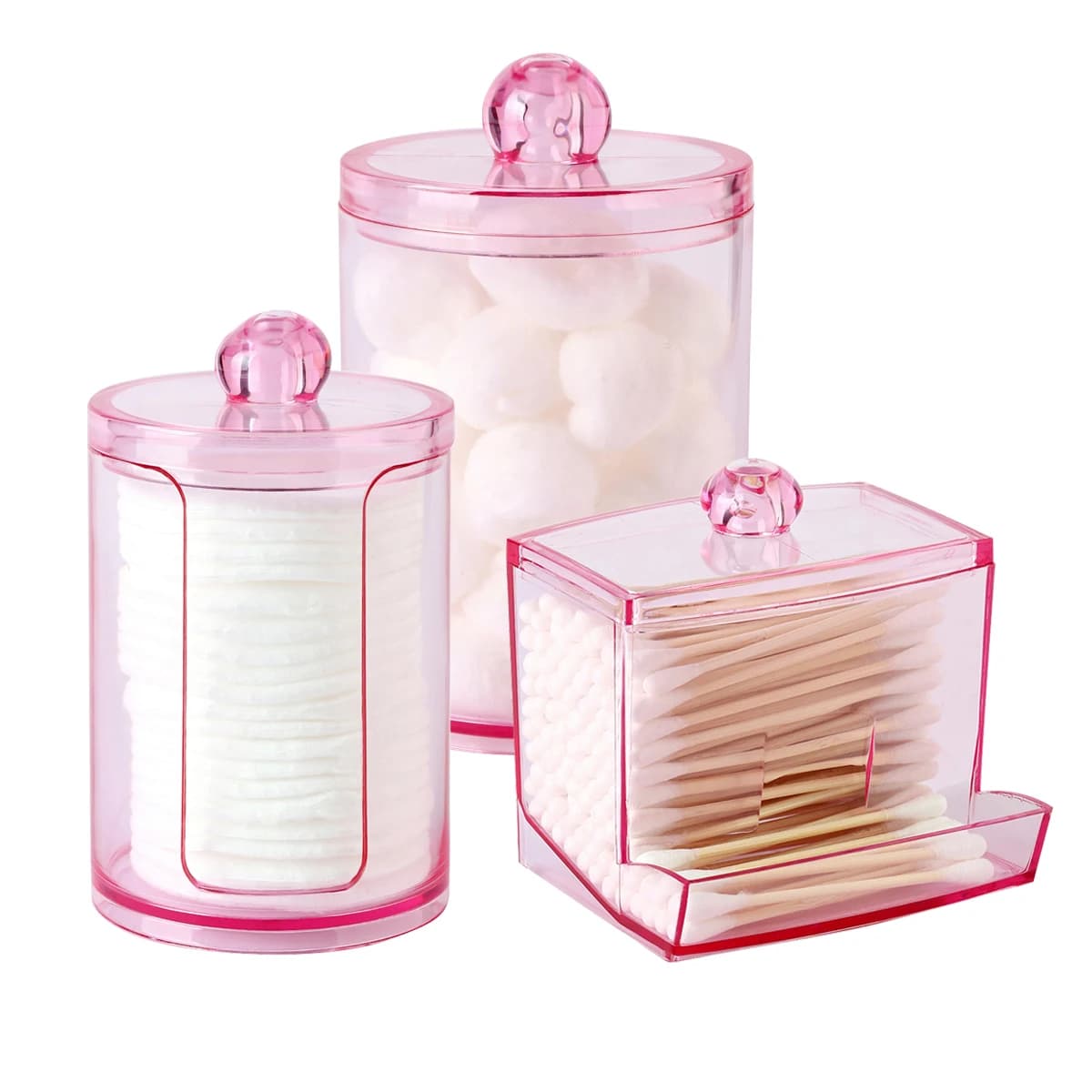Dispenser porta Qtip con coperchio - Scatola portaoggetti da bagno da 10 once per batuffoli di cotone Tampone di cotone Sali da bagno Contenitori per vanità