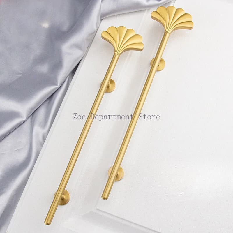 Maniglie per Mobili in Ottone Massiccio Stile Francese, Design Lussuoso a Foglia di Ginkgo per Armadi e Cassetti, Accessori per Mobili