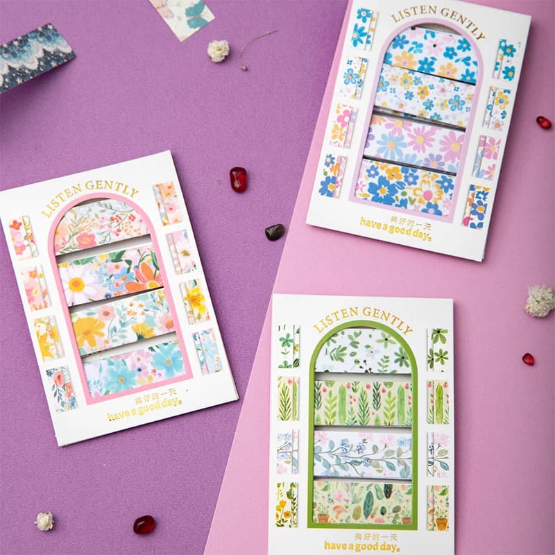 Journal GO 4 pezzi adesivi floreali decalcomanie decorative floreali adesivo estetico in carta Washi per journaling notebook planner card fai da te