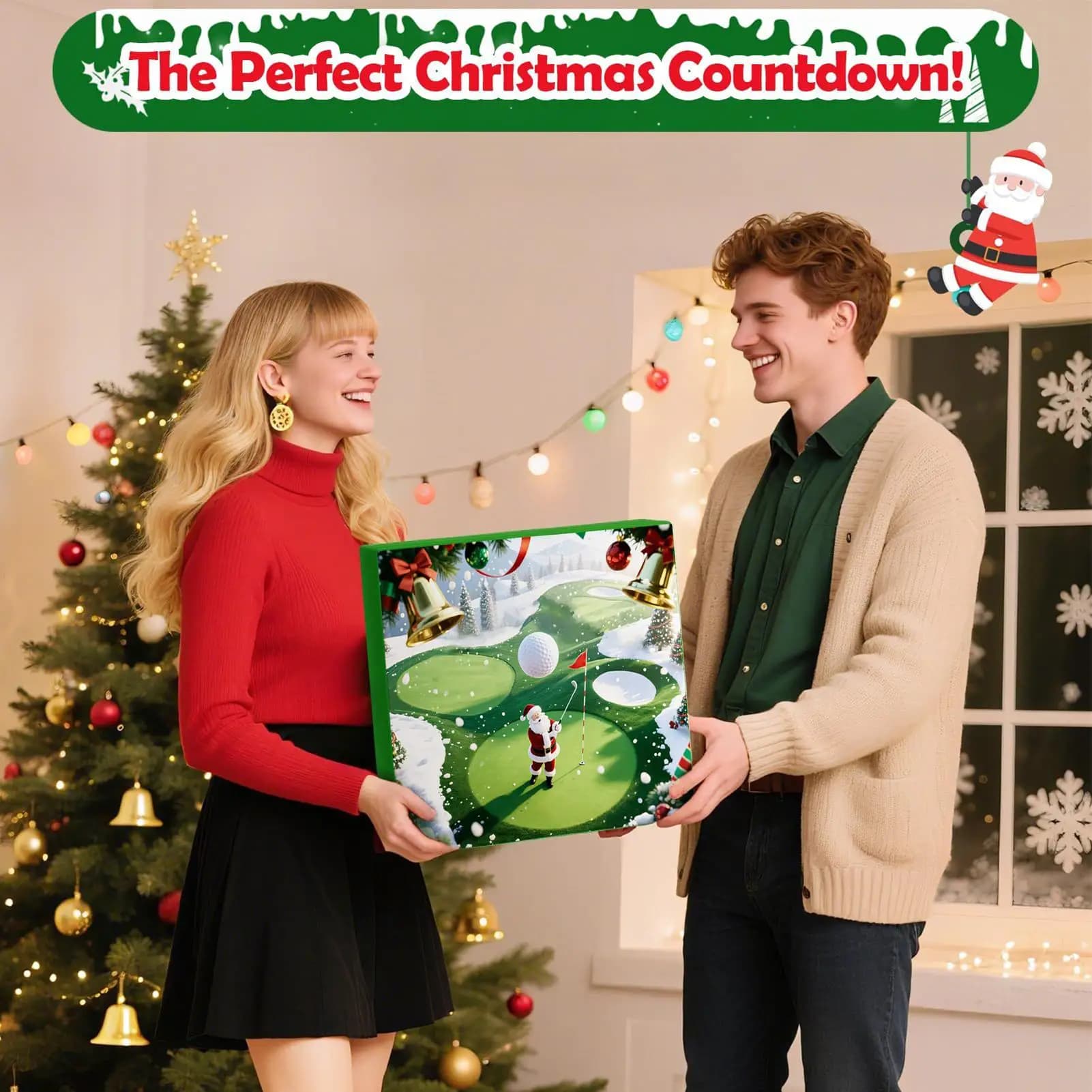 Conto alla rovescia per Natale Calendario creativo con tema golf di 24 giorni Mazze da golf Palline T-shirt Segnapunti per uomini Adolescenti Ragazzi adulti stagionali
