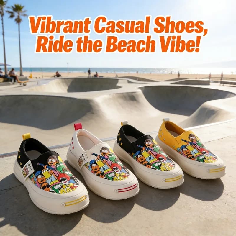 Mocassini in tela con suola spessa per giovani donne, sneakers alla moda con graffiti, scarpe sportive da esterno, scarpe vulcanizzate con plateau per ragazze