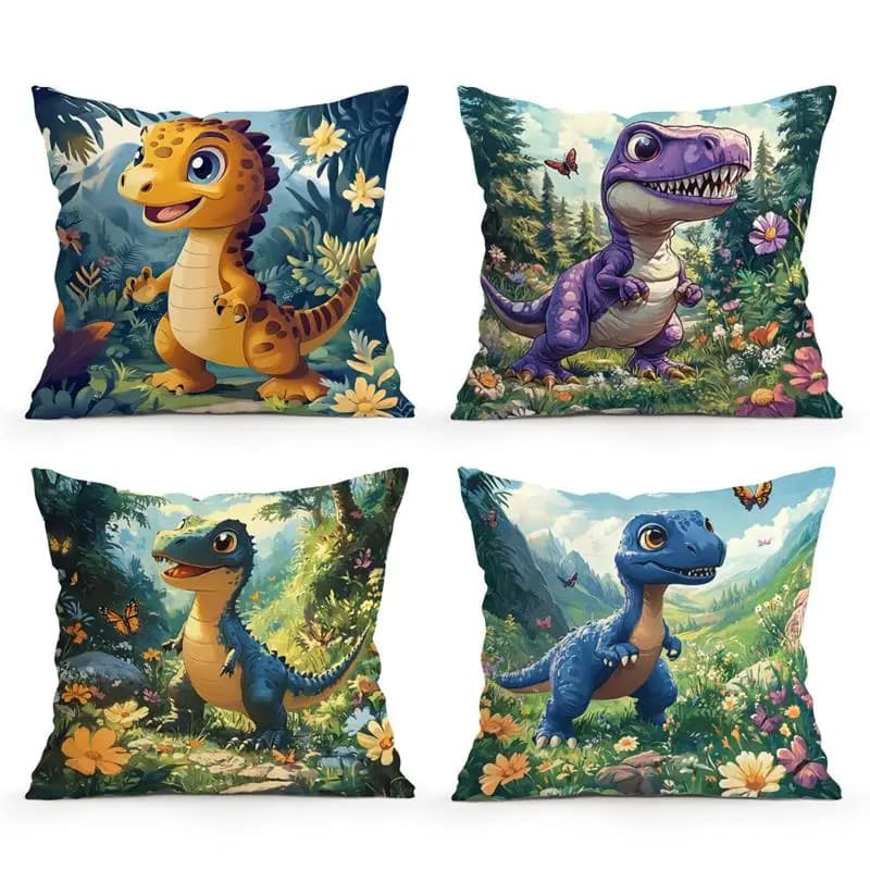 Cartoon Dinosaur Illustration Cartoon Cushions Federa Polyester Cushion Cushion Sofa Decoration Federa Home Decorations
