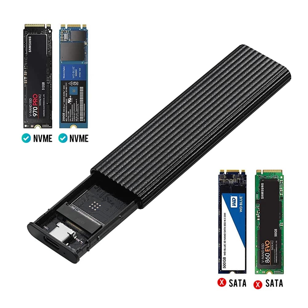 Custodia per disco rigido M.2 HDD in lega di alluminio Scatola per disco rigido B-KEY Scatola per disco rigido esterno Interfaccia USB C Supporto protocollo ngff