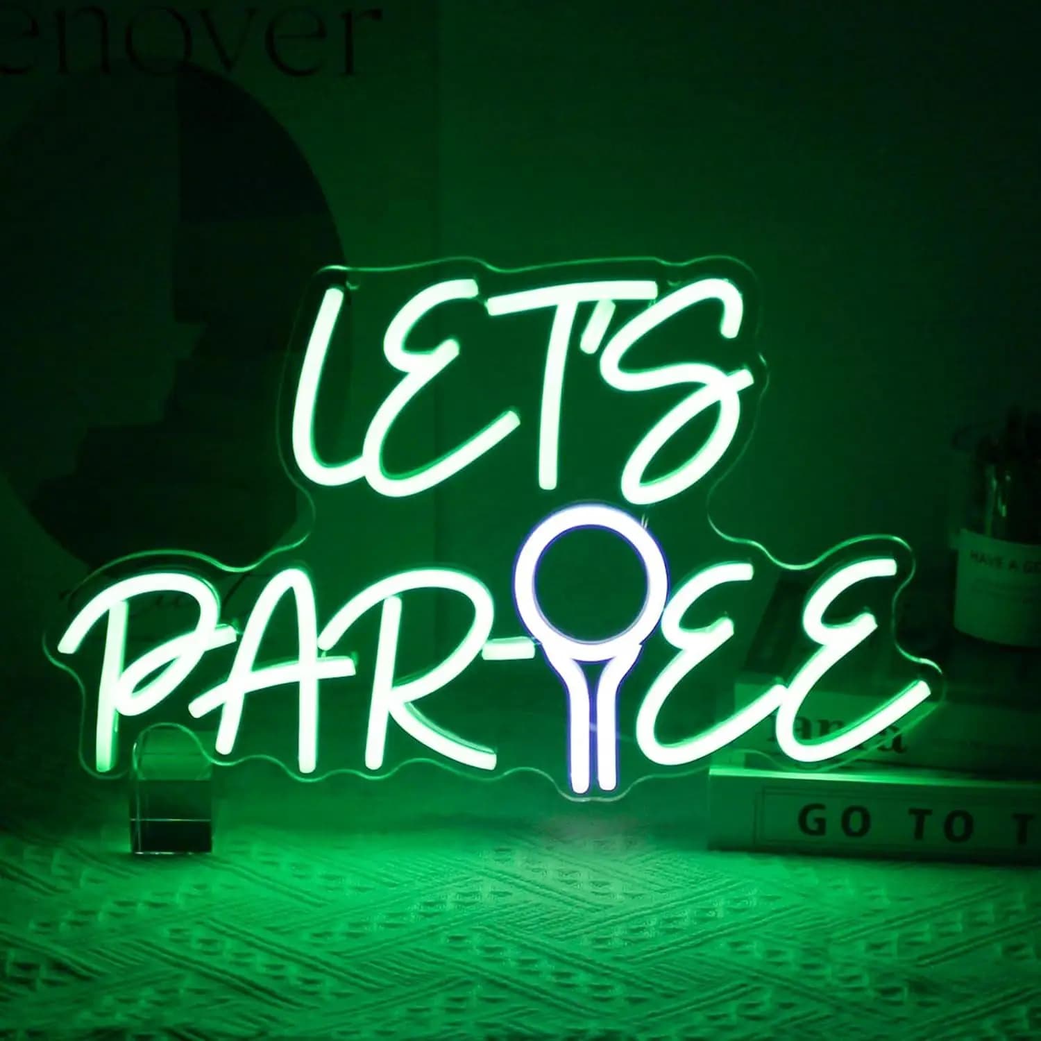 Insegna al Neon 'Let's Par Tee' con Palla da Golf, Luci LED Dimmerabili USB per Club di Golf, Camera da Letto, Man Cave, Decorazione Murale per Feste, Regali