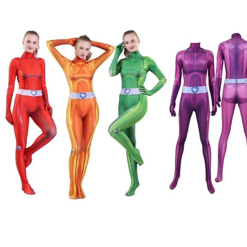 Bambini Adulti Donne Ragazze Totalmente Spies Costume Cosplay Zentai Clover Ewing Samantha Simpson Alexandra Tuta Tute
