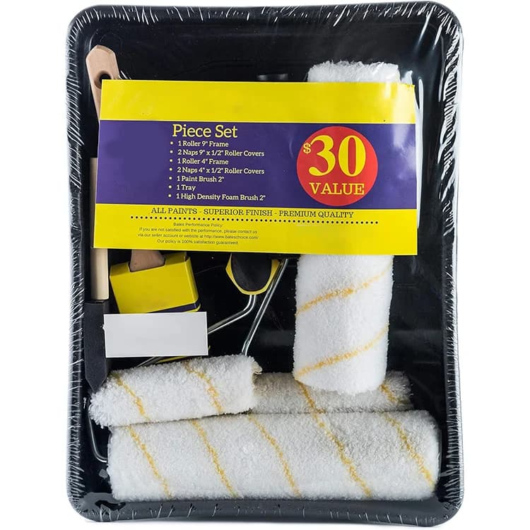 IFIXPRO 11 Pieces Home Painting Tool Set Customizable Roller Brush Set Durable Foam Roller Brush Set