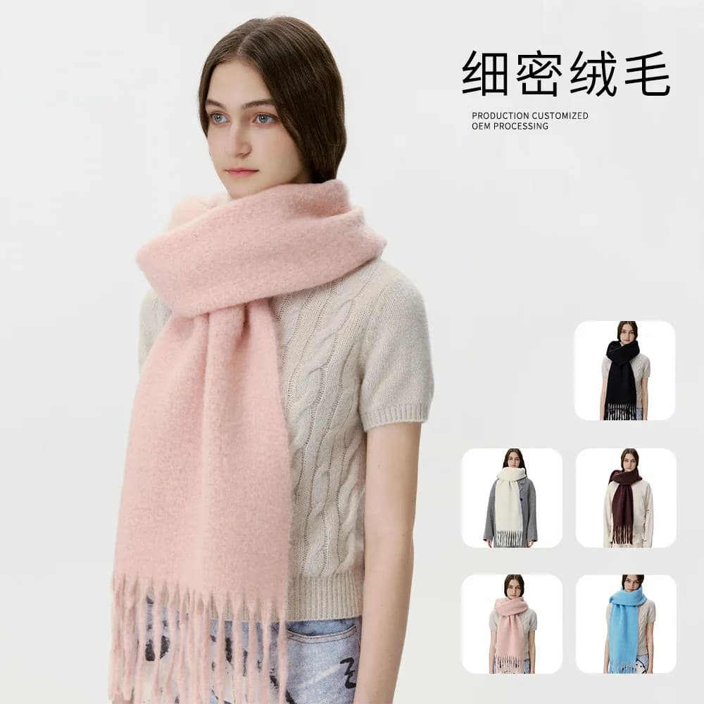 2025 Winter New Style Atmosphere Women's Scarf in Cotton Wool Soft Soft Appealing Black Brown Nappa Addensated Hot Skills Foreign