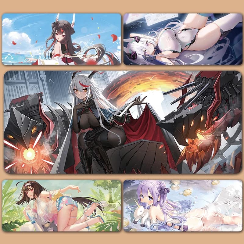 Azur Lane Hindenburg New Jersey Musashi Shinano Noshiro Agir Unzen Kearsarge XXL Tappetino per mouse grande Tappetino per tastiera Tappetino per mouse