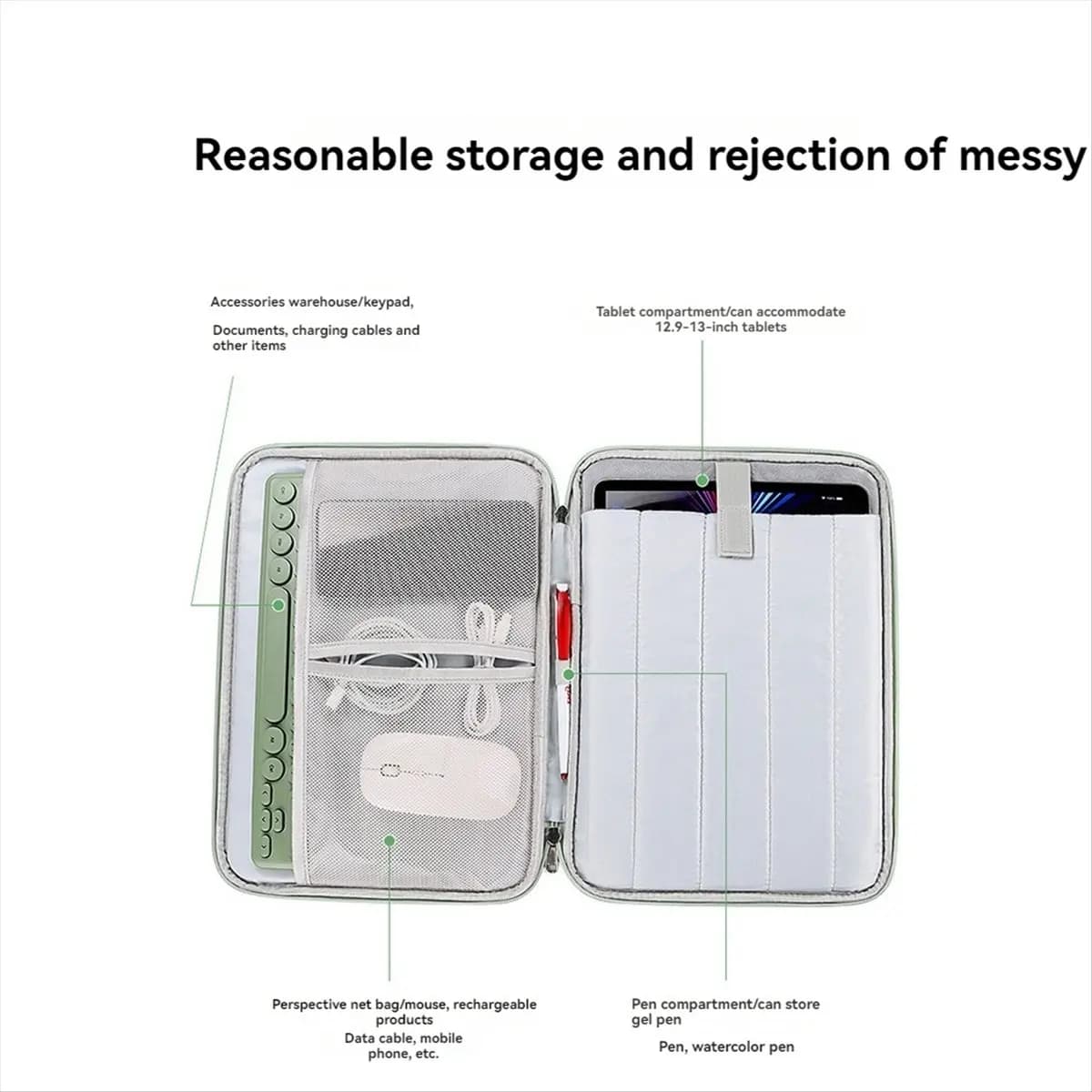 BAAE Multifunctional Travel Organizer for Tablet from 12.9-13 Inches, Blue Protective Case for Tablet