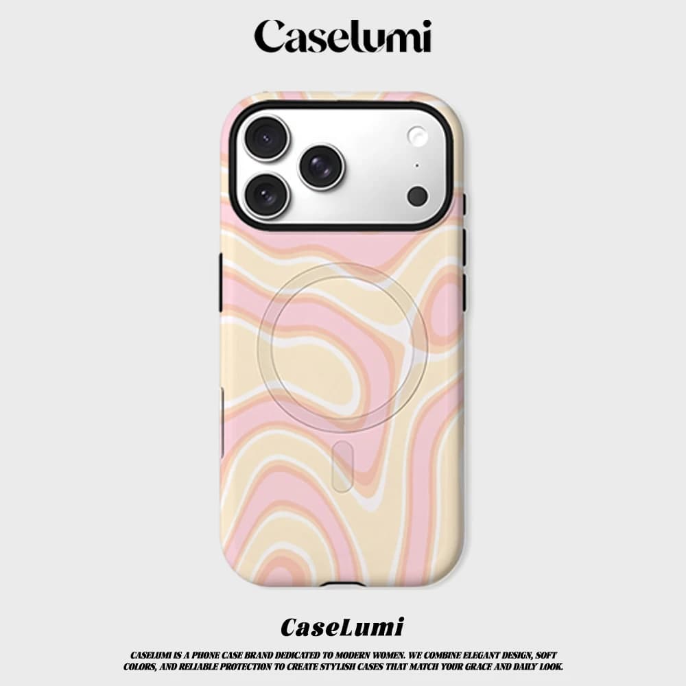 CaseLumi Matte Bumper per Custodia MagSafe per iPhone 17 16 15 14 Plus 13 Pro Max Antiurto Rigida in PC Cover Onda Pastello Sogno