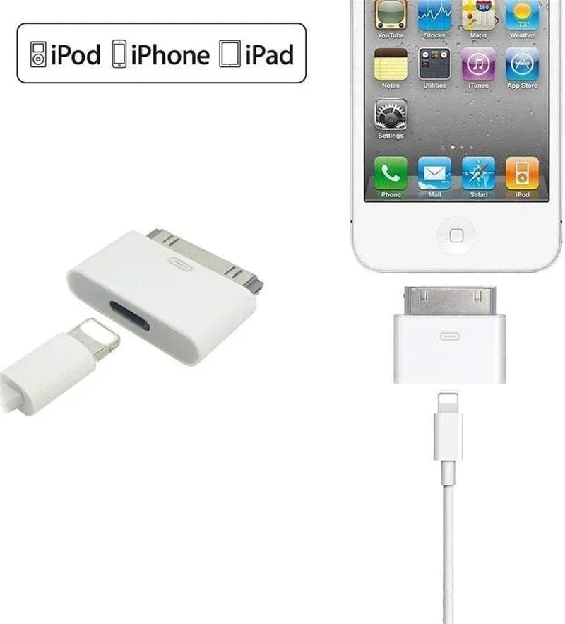 Adapter from Lightning to 30 Pin, Converter from 8 Pin Male to 30 Pin Female for iPhone 4 4S iPad 2 3 iPod Touch