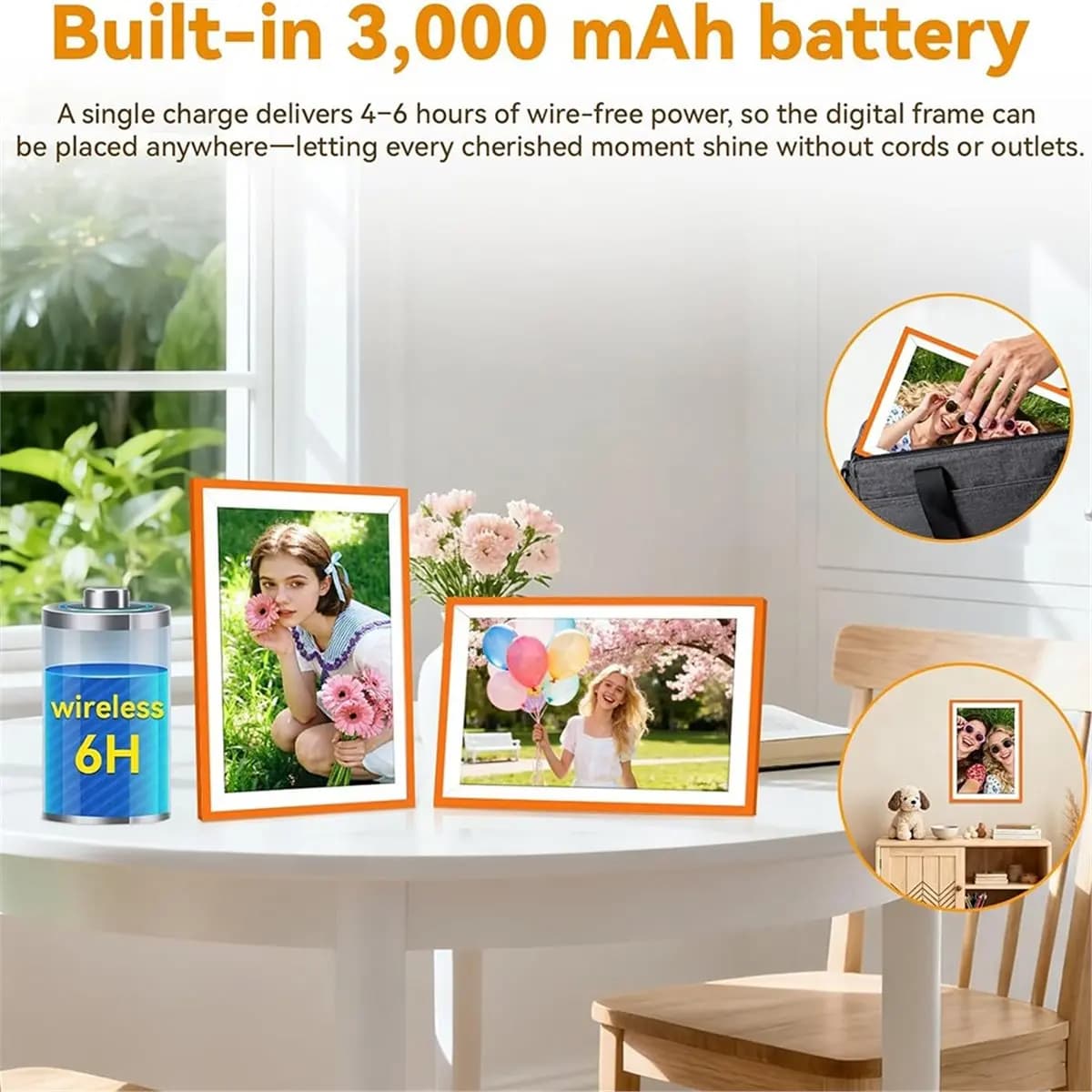 Nuova Cornice Fotografica Digitale Elettronica con Schermo LED 10.1'' 1280x800 HD IPS, Condividi Foto e Video, 6 Ore di Autonomia, 32GB