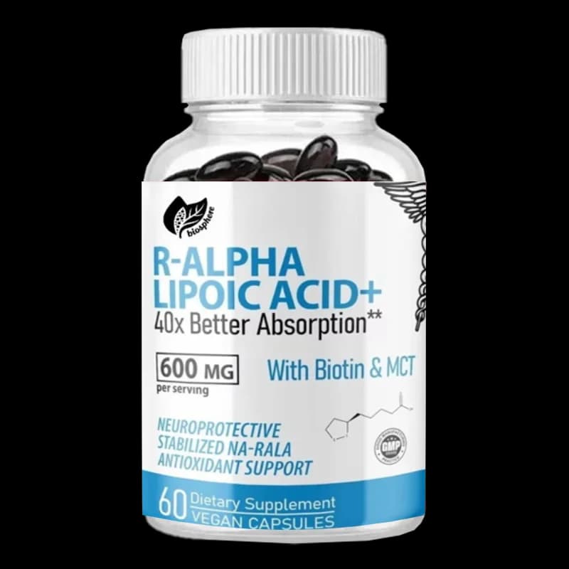 Alpha lipoic acid 600 mg R Lipoic acid with powerful antioxidant and cellular energy support from biotin -60 vegetarian capsules