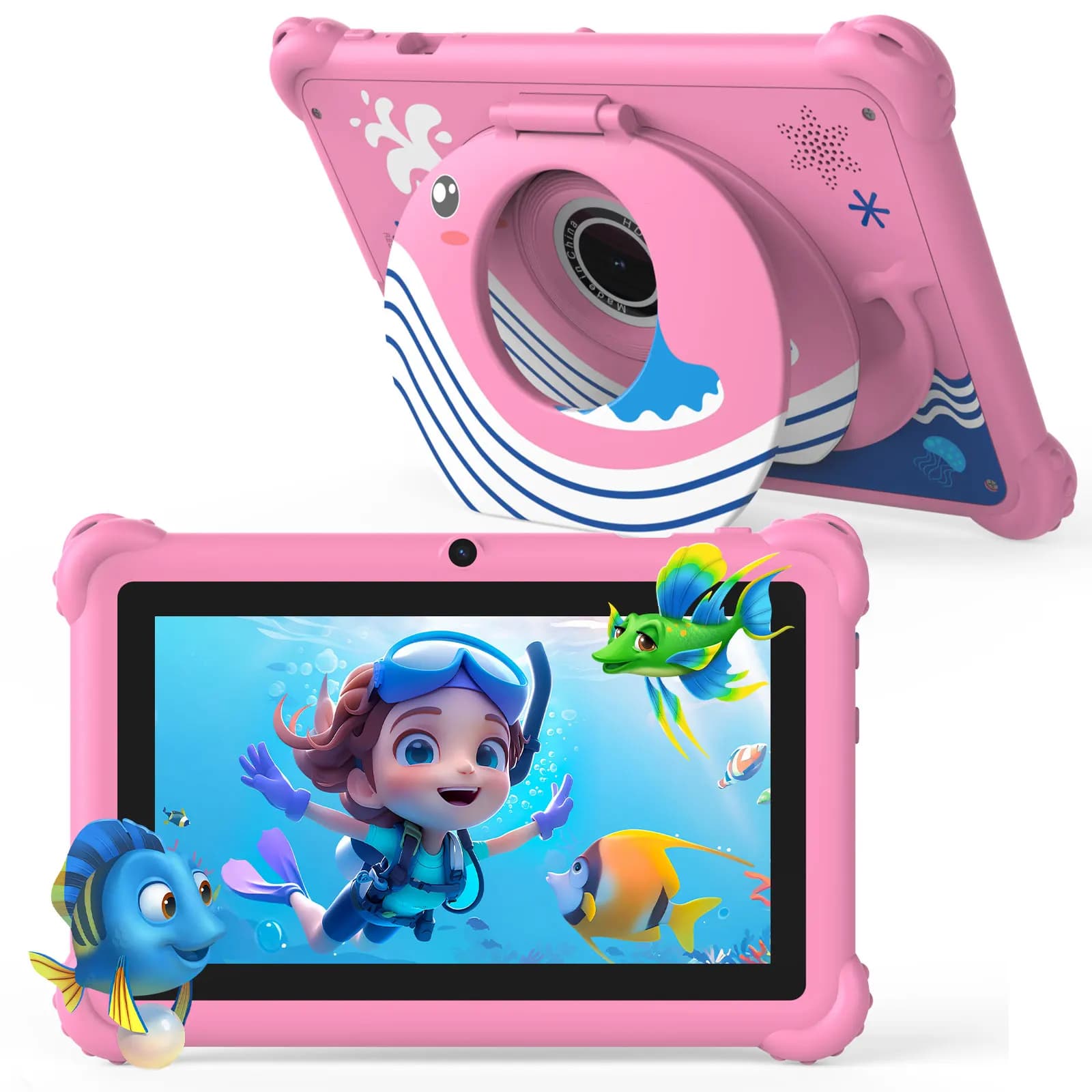 New Tablet for Children from 7 Inch Android 13, 4GB RAM 32GB ROM, 1TB expandable, WiFi, Bluetooth, 3000mAh battery, Software with Protective Case