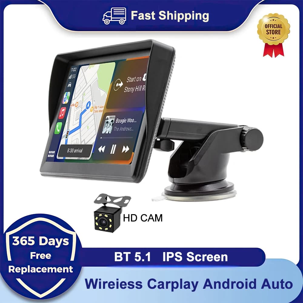IPS 7 pollici portatile WIFI wireless Carplay Android Auto autoradio lettore video multimediale telecamera di retromarcia per Apple o Android