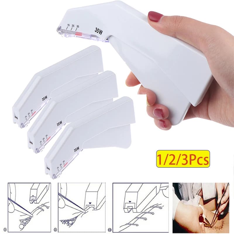 Dispositivo Medico Monouso per Sutura Cutanea e Pratica Studentesca, Chirurgico Tipo 35W, con Clipper Chirurgico, Graffettatrice per Punti e Rimozione Aghi